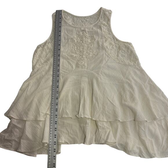 Free People Tiered Tank Top Sleeveless with Lace Detail White Size Small - Picture 3 of 7
